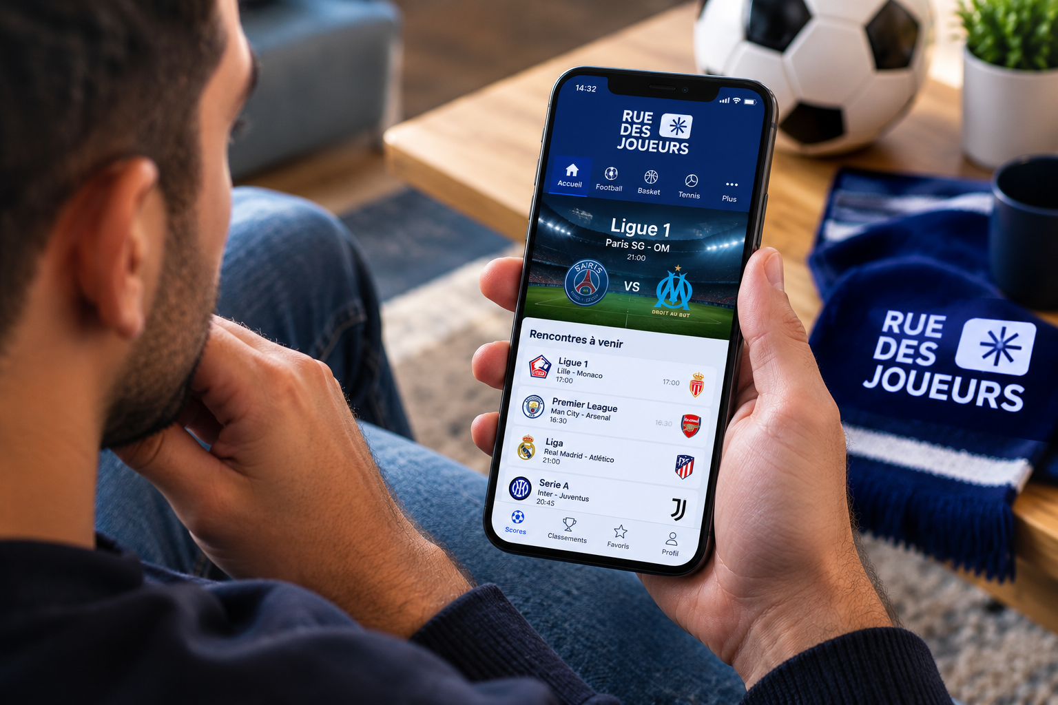 Application football sur smartphone